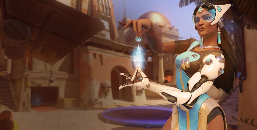 Обои для рабочего стола Symmetra, Satya Vaswani / Симметра, Сатья Васвани из игры Overwatch / Дозор, by Renaud Galand