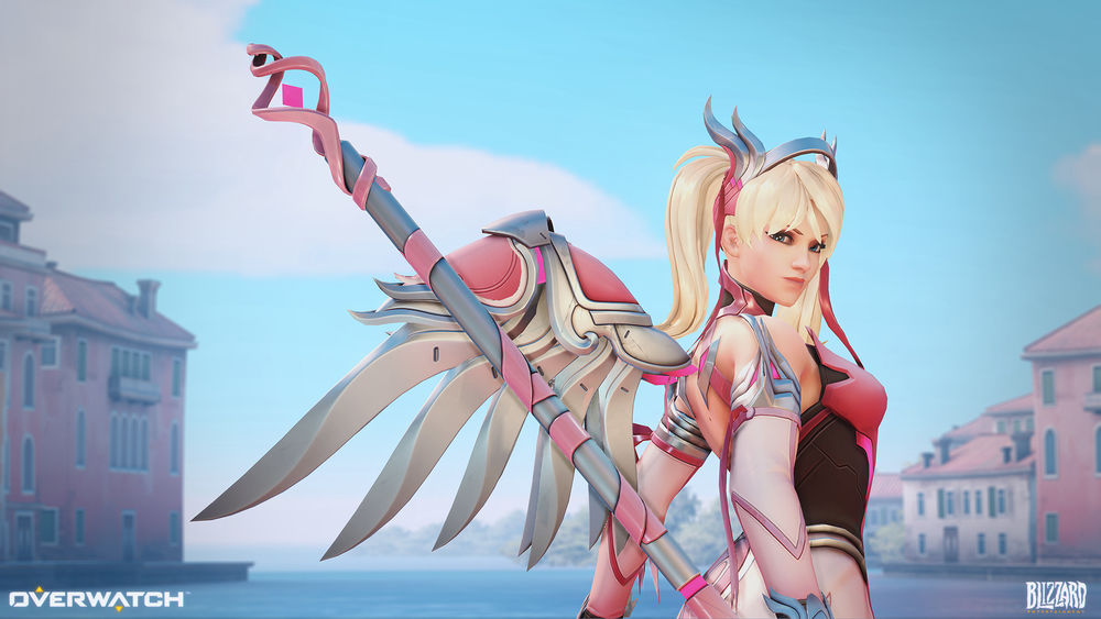 Обои для рабочего стола Mercy / Ангел / Ангела Циглер из игры Overwatch / Дозор, by Renaud Galand