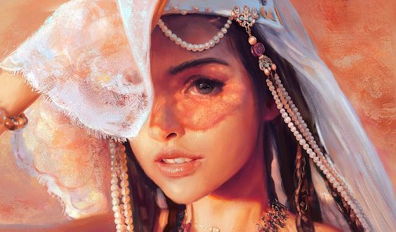 Обои на рабочий стол Девушка с украшениями на голове, by Mandy Jurgens
