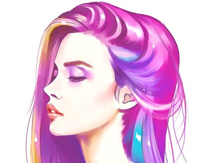 Обои на рабочий стол Девушка с сиреневыми волосами, by Grian chen