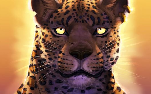 Обои на рабочий стол Рисунок леопарда со светящимися глазами, by Panthera Arven