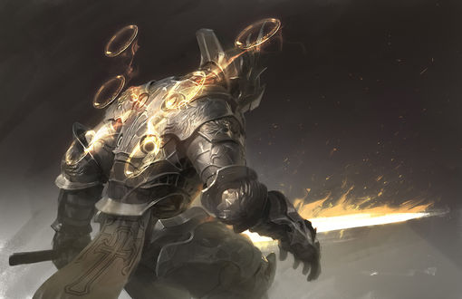 Обои на рабочий стол Ангел-воин Seraph / Серафим из игры Diablo, by Mingchen Shen