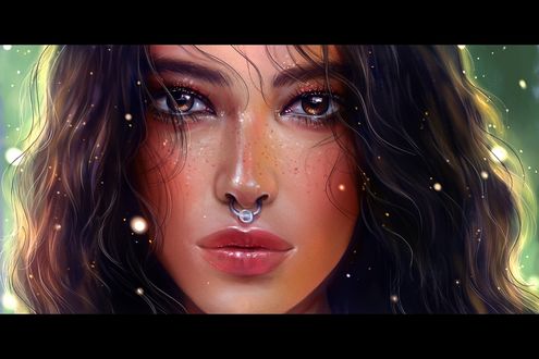 Обои на рабочий стол Девушка с пирсингом в носу, by Ainash Kassenova