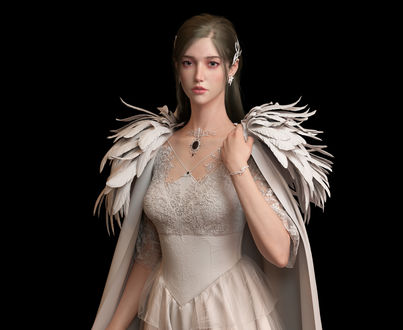 Обои на рабочий стол Princess / Принцесса в белом, by Flaze Chen