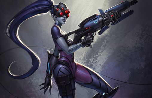 Обои на рабочий стол Widowmaker / Роковая Вдова из игры Overwatch / Дозор, by SYAR