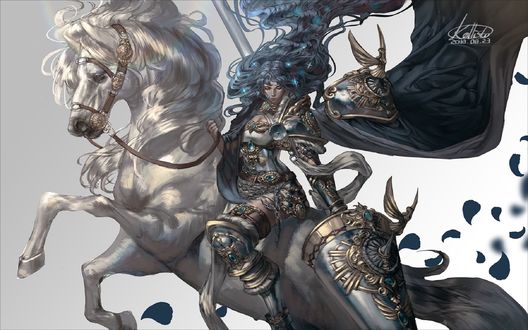 Обои на рабочий стол A princess on a white horse / Принцесса на белом коне, by Kallisto