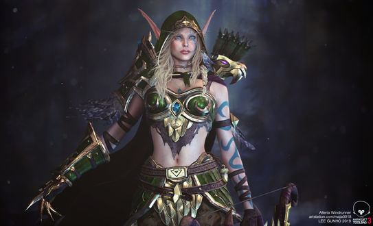 Обои на рабочий стол Alleria Windrunner / Аллерия Ветрокрылая из игры World of Warcraft / Мир военного ремесла, by LEE GUNHO