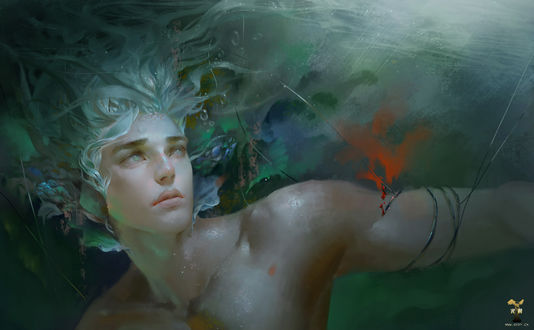 Обои на рабочий стол Парень под водой, by GjschoolArt