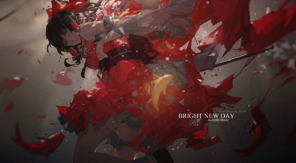 Обои на рабочий стол Hakurei Reimu / Рейму Хакурей из игры Touhou Project / Проект Восток (BRIGHT NEW DAY / ЯРКИЙ НОВЫЙ ДЕНЬ), by M4 Miv4t