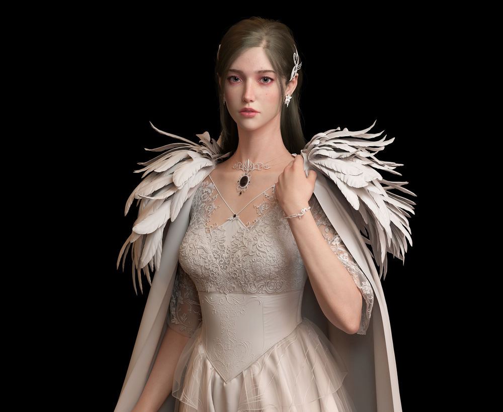 Обои для рабочего стола Princess / Принцесса в белом, by Flaze Chen