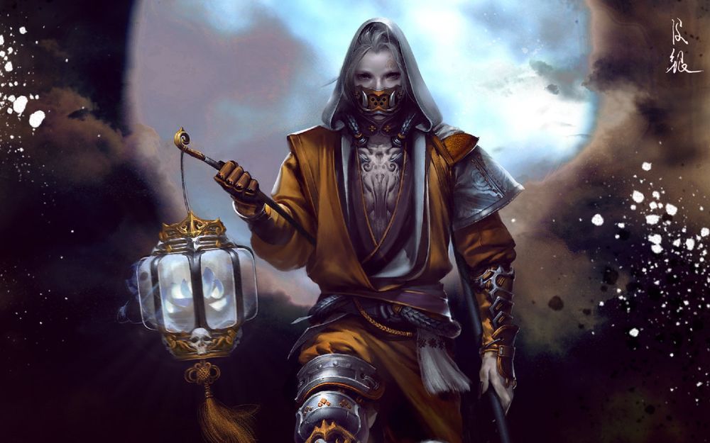Обои для рабочего стола Девушка-ассасин в сумраке, by mingzhu yang