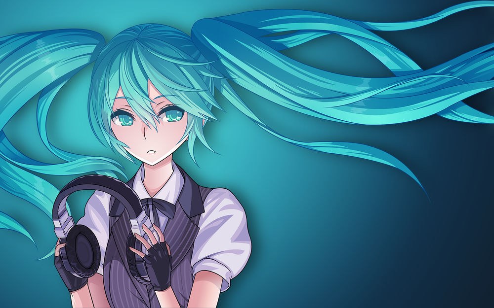 Обои для рабочего стола Vocaloid Miku Hatsune / Вокалоид Мику Хацунэ, by AssassinWarrior