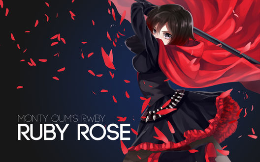 Обои на рабочий стол Ruby Rose / Руби Роуз из аниме RWBY / Красный, Белый, Черный, Желтый, by AssassinWarrior
