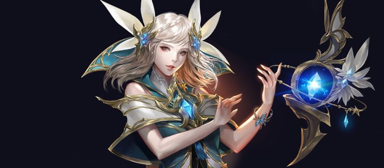 Обои на рабочий стол Девушка-Wizard / Волшебница с магическим кристаллом, by Seolhee Choi