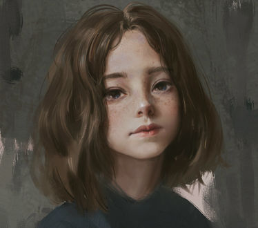 Обои на рабочий стол Портрет милой девушки, by Rui Li