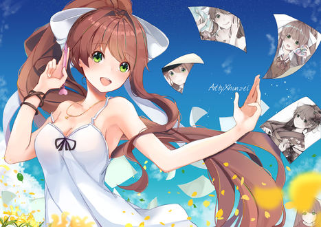 Обои на рабочий стол Monika / Моника из игры Doki Doki Literature Club, by Xhunzei