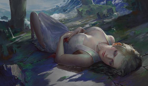 Обои на рабочий стол Lunafreya / Лунафрейя из игры Final Fantasy XV / Последняя фантазия XV, by zhang bo
