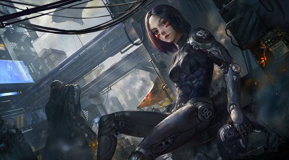 Обои на рабочий стол Alita / Алита из фильма Alita: Battle Angel / Алита: Боевой ангел, by zhang bo