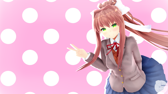 Обои на рабочий стол Monika / Моника из игры Doki Doki Literature Club, by DoomSweater89