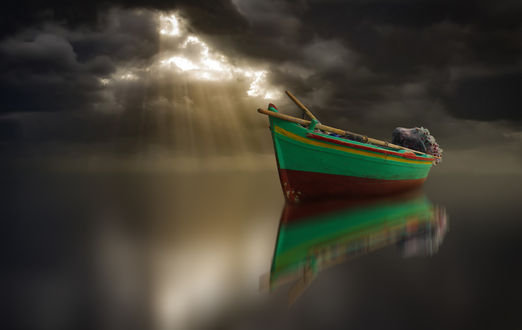 Обои на рабочий стол Лодка на водной глади, фотограф by Nasser Osman