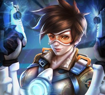 Обои на рабочий стол Tracer / Трейсер из игры Overwatch / Дозор, by Rena Illusion