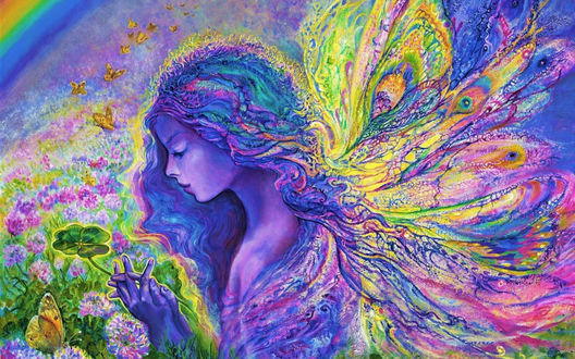 Обои на рабочий стол Девушка с крыльями бабочки, художник Josephine Wall / Жозефина Уолл