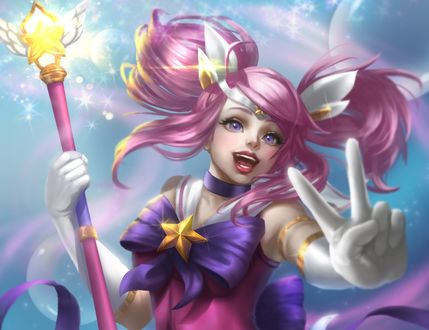 Обои на рабочий стол Lux-Star Guardian / Люкс-Звезда Хранитель из игры League of Legends / Лига Легенд, by Rena Illusion