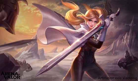 Обои на рабочий стол Девушка-воин Butterfly / Бабочка с мечом из игры Arena of Valor / Арена Доблести, by exia xiaotong