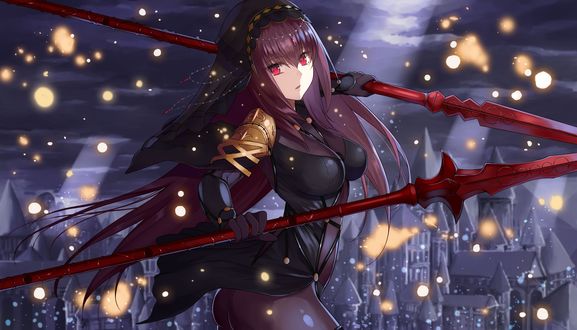 Обои на рабочий стол Scathach / Скатах персонаж из онлайн RPG игры Fate: Grand Order / Судьба: Великий Приказ
