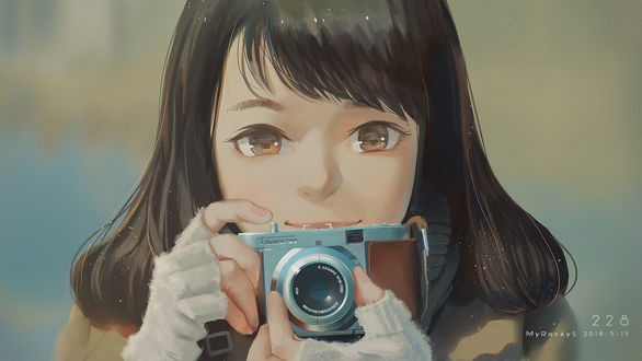 Обои на рабочий стол Девушка с фотоаппаратом, by MyRockyS