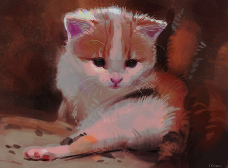 Обои на рабочий стол Рисованный котенок, by Meorow
