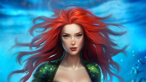 Обои на рабочий стол Mera-Queen of Atlantis / Меры-Королевы Атлантиды из DC Comics Aquaman / Аквамен, by AyyaSAP