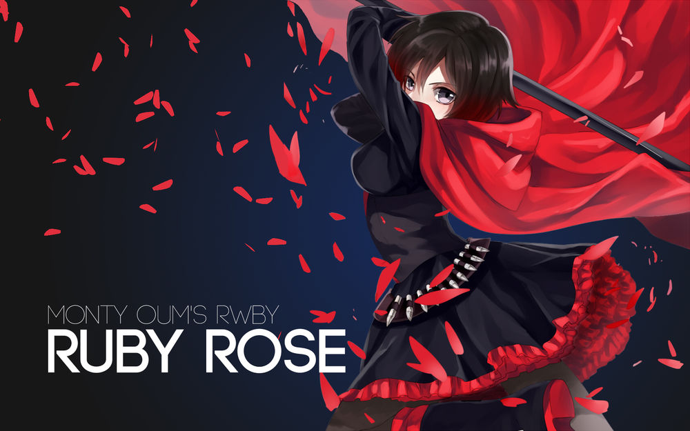 Обои для рабочего стола Ruby Rose / Руби Роуз из аниме RWBY / Красный, Белый, Черный, Желтый, by AssassinWarrior