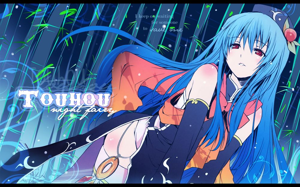 Обои для рабочего стола Tenshi Hinanawi / Тэнси Хинанави в бамбуковой роще из игры Scarlet Weather Rhapsody / Алая Погодная Рапсодия, touhou night farry