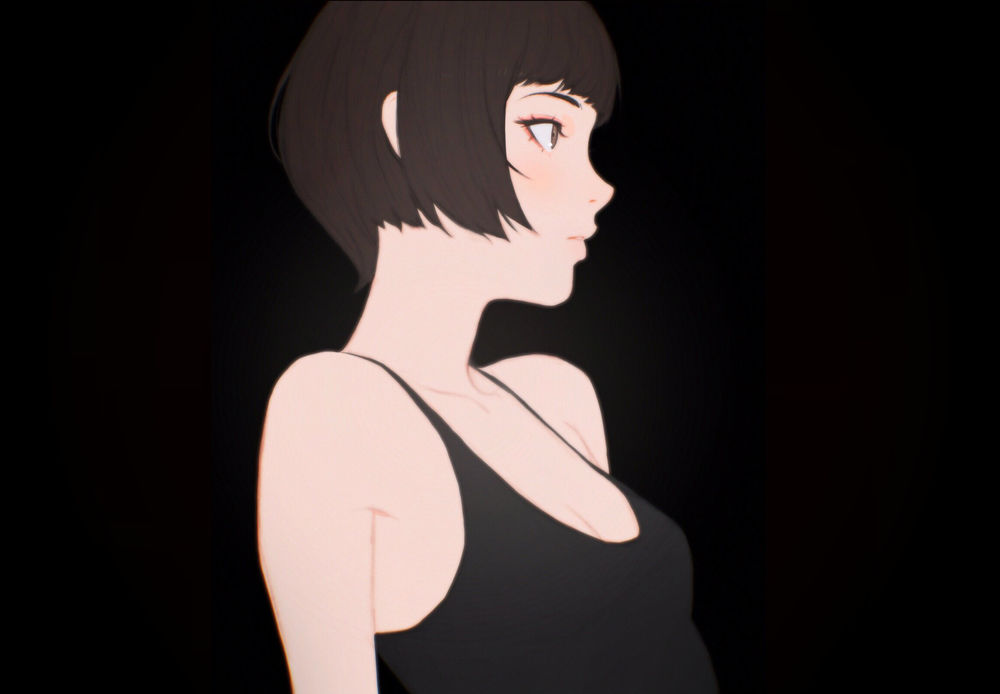 Обои для рабочего стола Портрет девушки смотрящей в сторону, by Kuvshinov Ilya