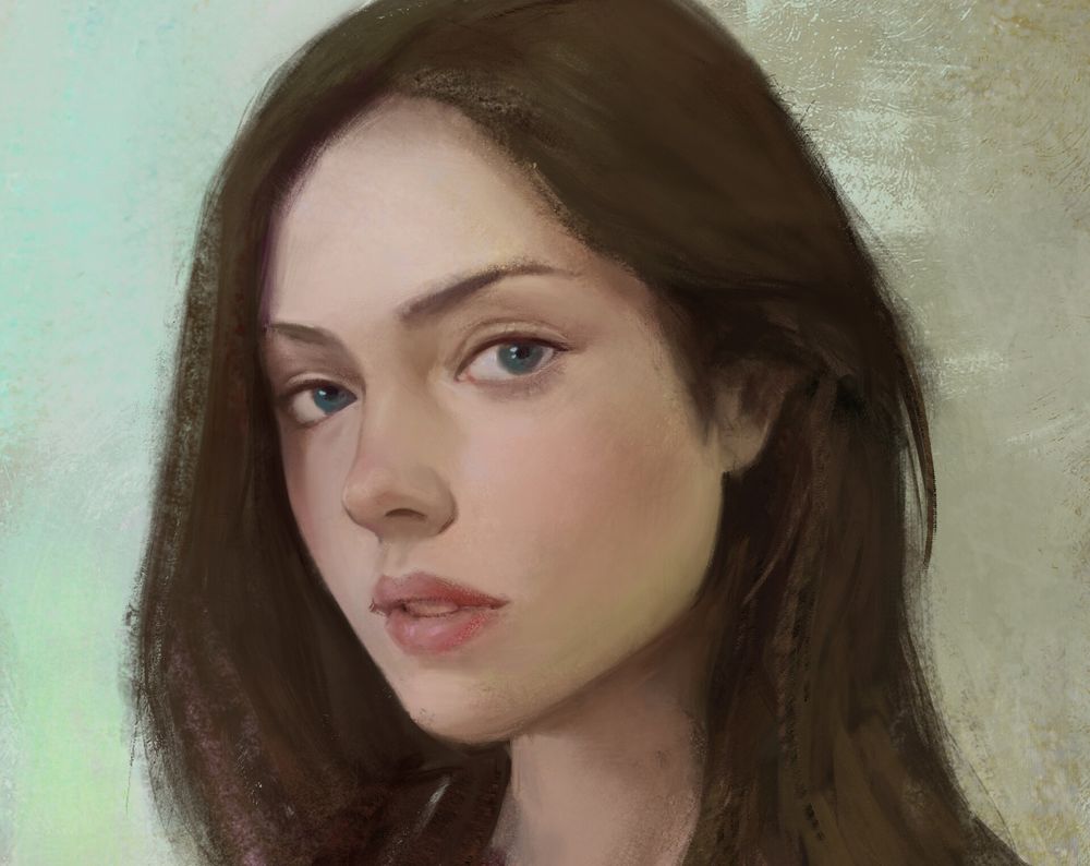 Обои для рабочего стола Портрет девушки с длинными волосами, by Eavon Chou