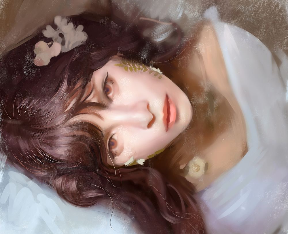 Обои для рабочего стола Девушка с длинными волосами, by Justine Florentino