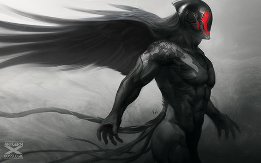 Обои на рабочий стол Темный ангел в шлеме, by Artgerm