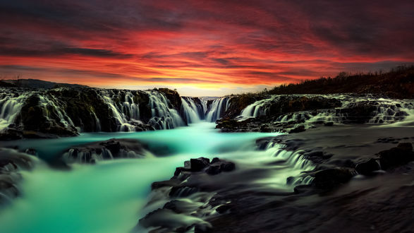 Обои на рабочий стол Водопад Bruarfoss / Брюарфосс, Исландия, by Thomas S