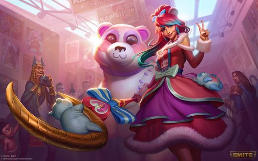 Обои на рабочий стол Богиня медведей Artio / Артио из игры Smite, by Forrest Imel