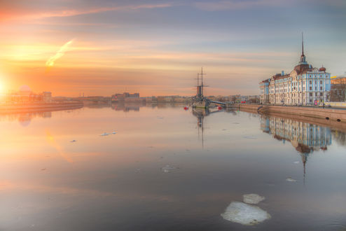 Обои на рабочий стол Утренний Санкт-Петербург, by Ed Gordeev