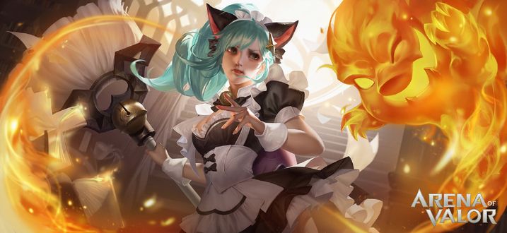 Обои на рабочий стол Девушка-кошка из игры Arena of Valor / Арена Доблести, by Weifeng Liu