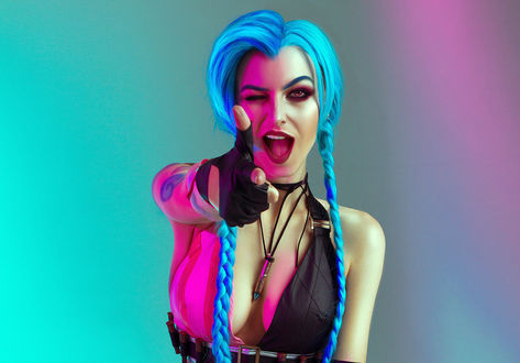 Обои на рабочий стол Косплей Jinx League of Legends / Джинкс Лига Легенд, by metalenforce