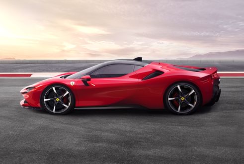 Обои на рабочий стол Гибридный суперкар - флагман модельного ряда Ferrari - Ferrari SF90 Stradale, 2019 года