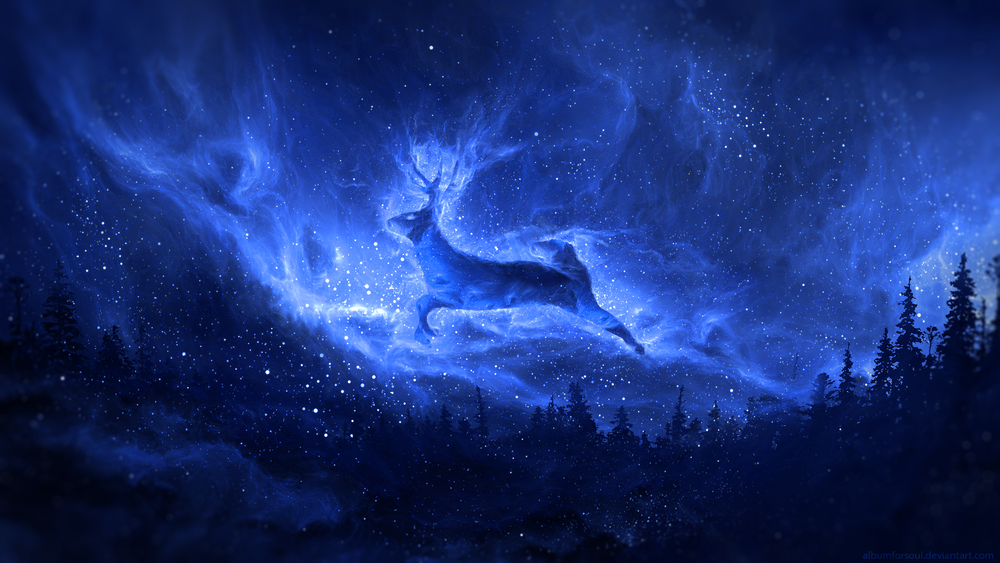 Животные на фоне звездного неба
