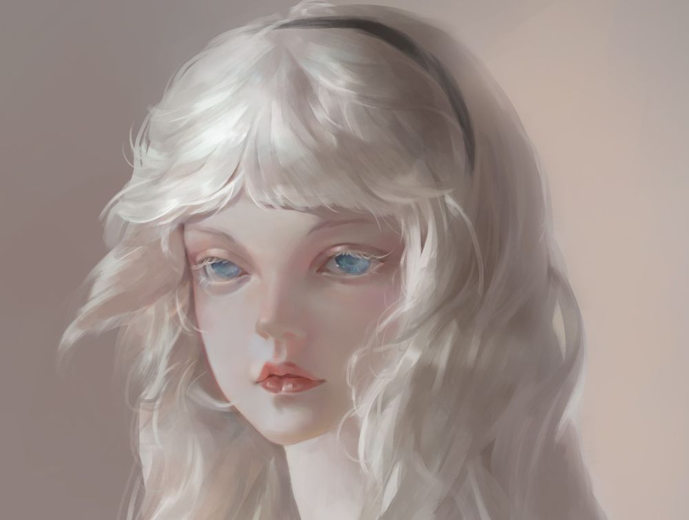 Обои для рабочего стола Портрет белокурой девочки, by Grandia Lee