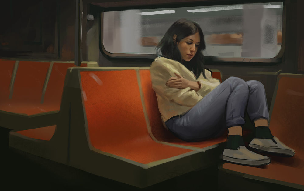 Женщина спит, сидя в поезде — довольно, Одноразовый - Stock Photo | #