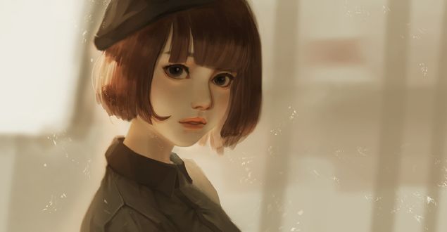 Обои на рабочий стол Портрет девушки в берете, by Allen Hsieh