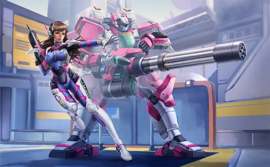 Обои на рабочий стол D. VA / Ханна Сон из игры Overwatch / Дозор, by AgusSW