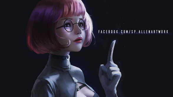 Обои на рабочий стол Портрет девушки в очках, by Allen Hsieh